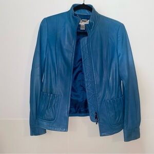 Worth Teal Leather Jacket